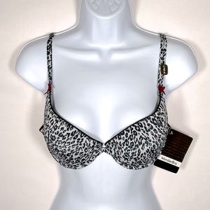 Wonderbra Size B36 Black and White Leopard Print Padded Tshirt Bra
